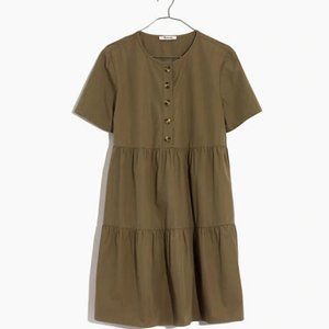 XXS Button-front short-sleeve tiered mini dress
